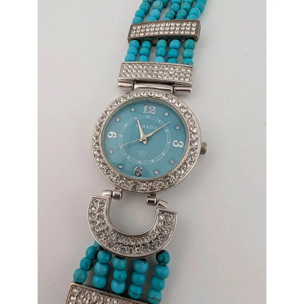 Strada Watch Women 34mm Case Turquoise Beaded 7.25